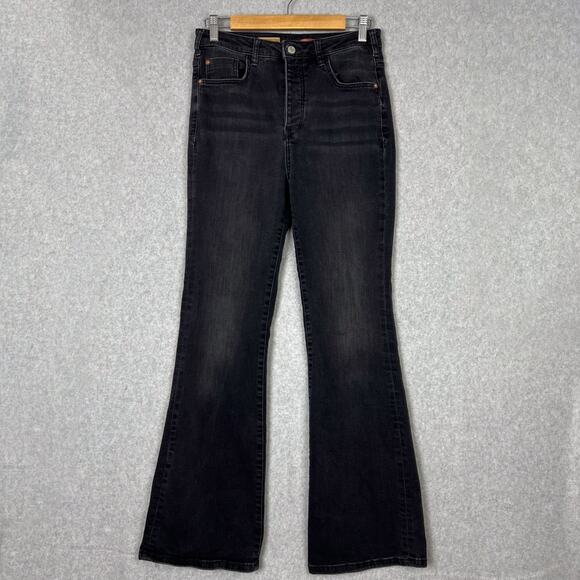 Anthropologie Pilcro Jeans Womens 26 The Icon Black Button Fly Flare High Rise - Picture 1 of 10